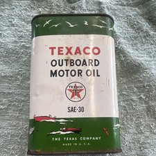 Texaco Outboard Motor Oil SAE-30 1 Quart Advertising Can 12-55