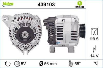 Lichtmaschine Generator 66mm 5 Rillen 95A VALEO für CITROËN AX (ZA-_)