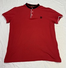 Roberto Cavalli Mens Polo Shirt L Color Red Chest Logo 100 Cotton Short Sleave