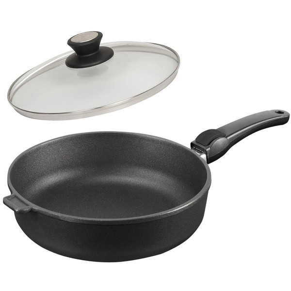 Skk Guss Schmorpfanne 24 Cm Hochrand-Pfanne Antihaft Griff Abnehmbar Mit Deckel-image