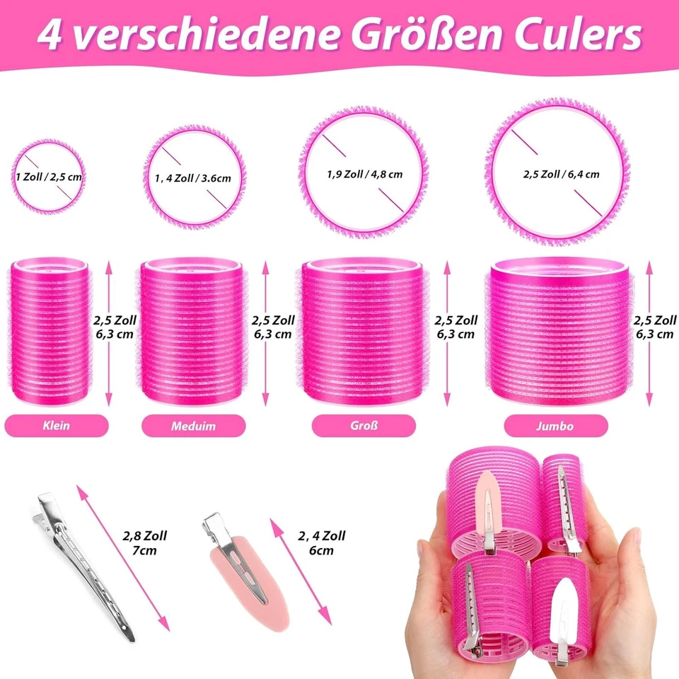 Lockenwickler Set 47 Stück Fousenuk selbsthaftend 4 Größen Haarwickler Clips - Bild 3 von 4