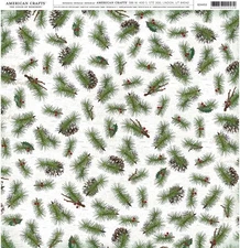 American Crafts Patterned Single-Sided Cardstock 12"X12"-Pinecones - 25 Pack