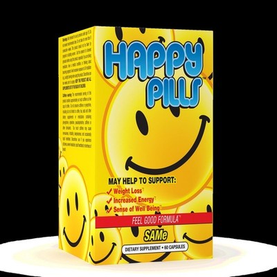 Happy Pills 60 caps St John's Worth, SAMe D3 B12 Caffeine Brain Pharma Exp 01/25