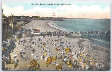 Vintage Santa Cruz California Beach Scene Postcard SC 212