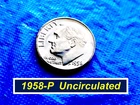 1958-P Roosevelt Dime  ➫  "Uncirculated"  ➫  Matte Surface - Low Luster  ➫ 358f