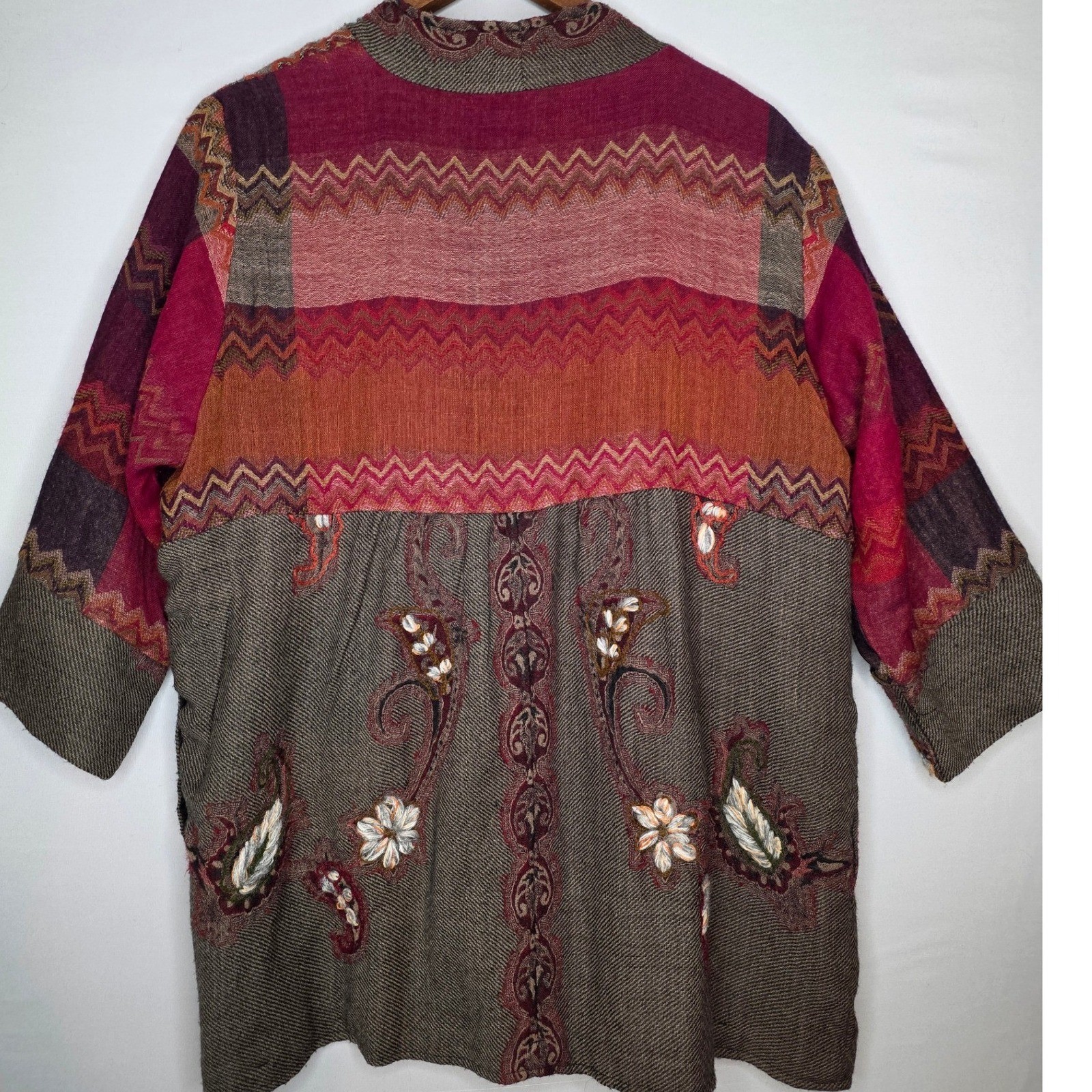 Soft Surroundings Jacket wool patchwork floral em… - image 5