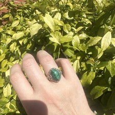 Sterling Silver Filigree Malachite Ring, Size...