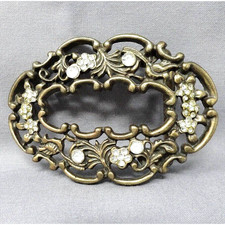 Floral Scroll Belt Buckle Rhinestones Boho Hippie Coastal Cowgirl Vtg 90s.BMW606