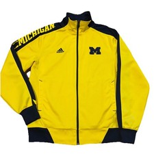 Adidas Michigan Wolverines Track Jacket Men  s Small ClimaLite Full Zip Embroider