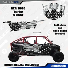 Gray Subdued USA Flag Graphics kit fits Polaris RZR 1000 4 Door Turbo 14-18