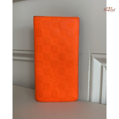 Authentic Louis Vuitton Orange Damier Infini Leather Brazza Authentic Louis Vuitton Orange Damier Infini Leather Brazza