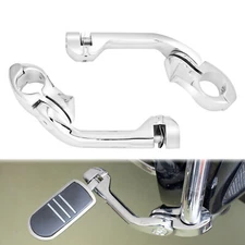Chrome Long Highway Foot Pegs Pedal Support For Harley Engine Guards 1" 1.25"