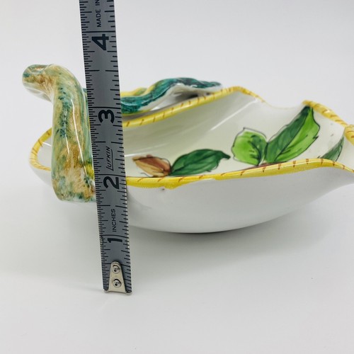 Fratelli Fanciullacci Vintage Pear Art Pottery Bowl With Leaf Handle #2843 - Picture 3 of 10