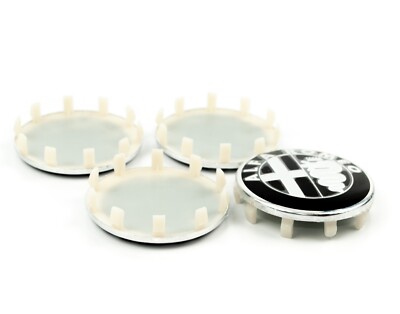 Set of Four 60mm Black Wheel Center Caps for Alfa Romeo 159 Brera Giulia Stelvio
