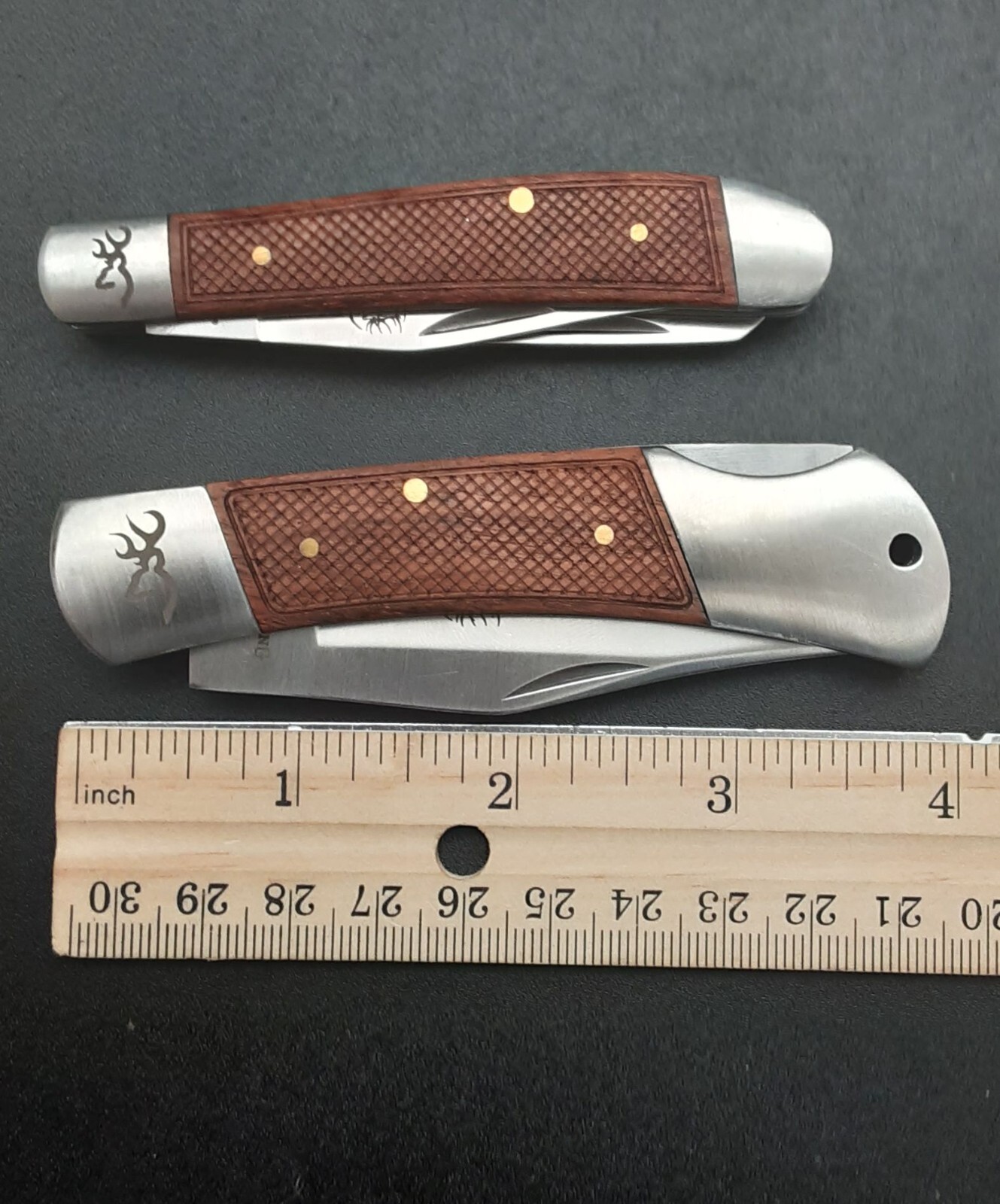 Set of 2 Wood Grain/Stainless Browning RMEF Membership Folding Pocket
