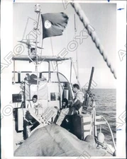 1970 Haifa Israel Police Patrols Coast with Radar & Machine Guns Press Photo