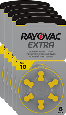 30 x Rayovac Extra Advanced Hörgerätebatterien 10 10AU-6XEMF 5 Blister