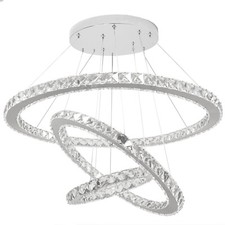 Lampadario di cristallo con 3 anelli regolabili a sospensione 30/50/70
