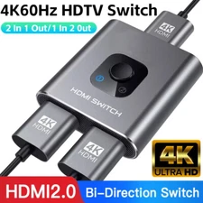 Bi-Directional 4K 2K HDMI 2.0 Switcher Splitter HUB 2 in 1 out & 1 in 2 out US