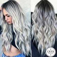 Women's Wig Long Curly Hair Wigs Hair Ombre Silver for Cosplay Party Daily Use