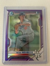 2021 1st Bowman Chrome Purple Refractor #D /250 Peter Heubeck Dodgers #BDC-146