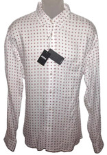 Hugo Boss Men's SZ 2XL Roan Slim Fit Stretch White Geo print button up Shirt