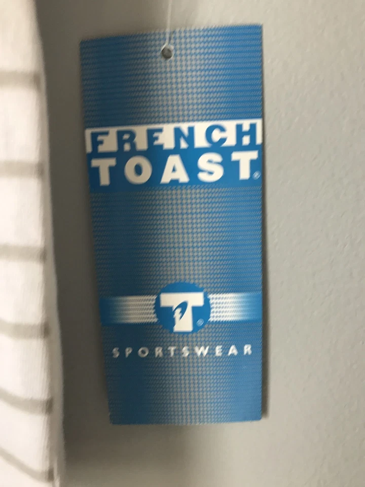 Camisa French Toast Niños Blanca Roja Azul Verde Rayas Manga Corta Cuello en V T Talla 4 Foto 3 de 4