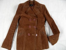 VERO MODA lange zweireihige Wildlederjacke FREYA braun Gr. M TOP SH121