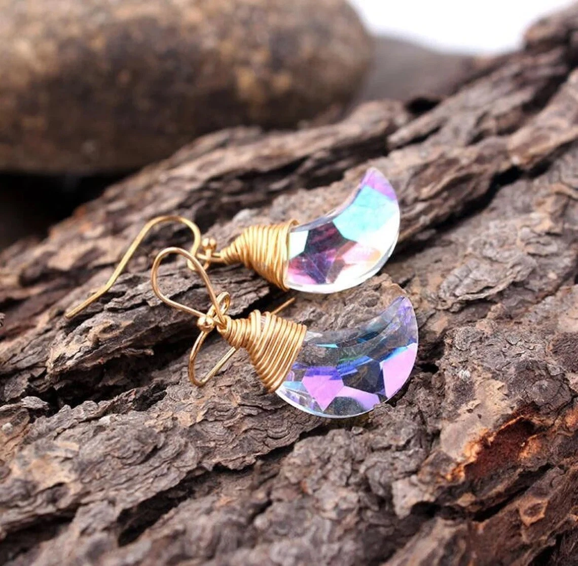 Wire wrapped shop crystal earrings