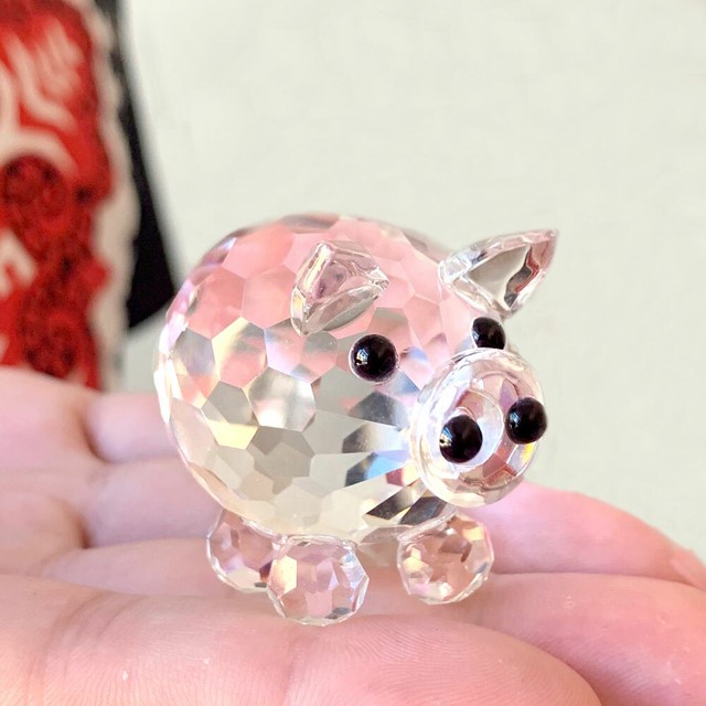 Crystal Cute Pig Figurines Ornament Clear Glass Pig Paperweight Collection Craft eBay