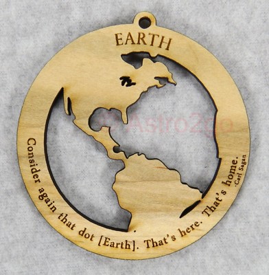 EARTH--Space Astronomy Solar System Planets Science Timber Green wooden ornament