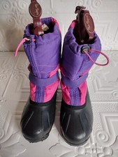 Kamik Girl's Sz. 6 Pink Rubber Round Toe Adjustable Strap Drawstring Snow Boots