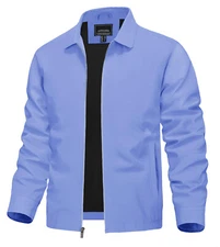 Men's Lightweight Bomber Jacket Full-Zip Spring Sport Track Coat Casual Outwear