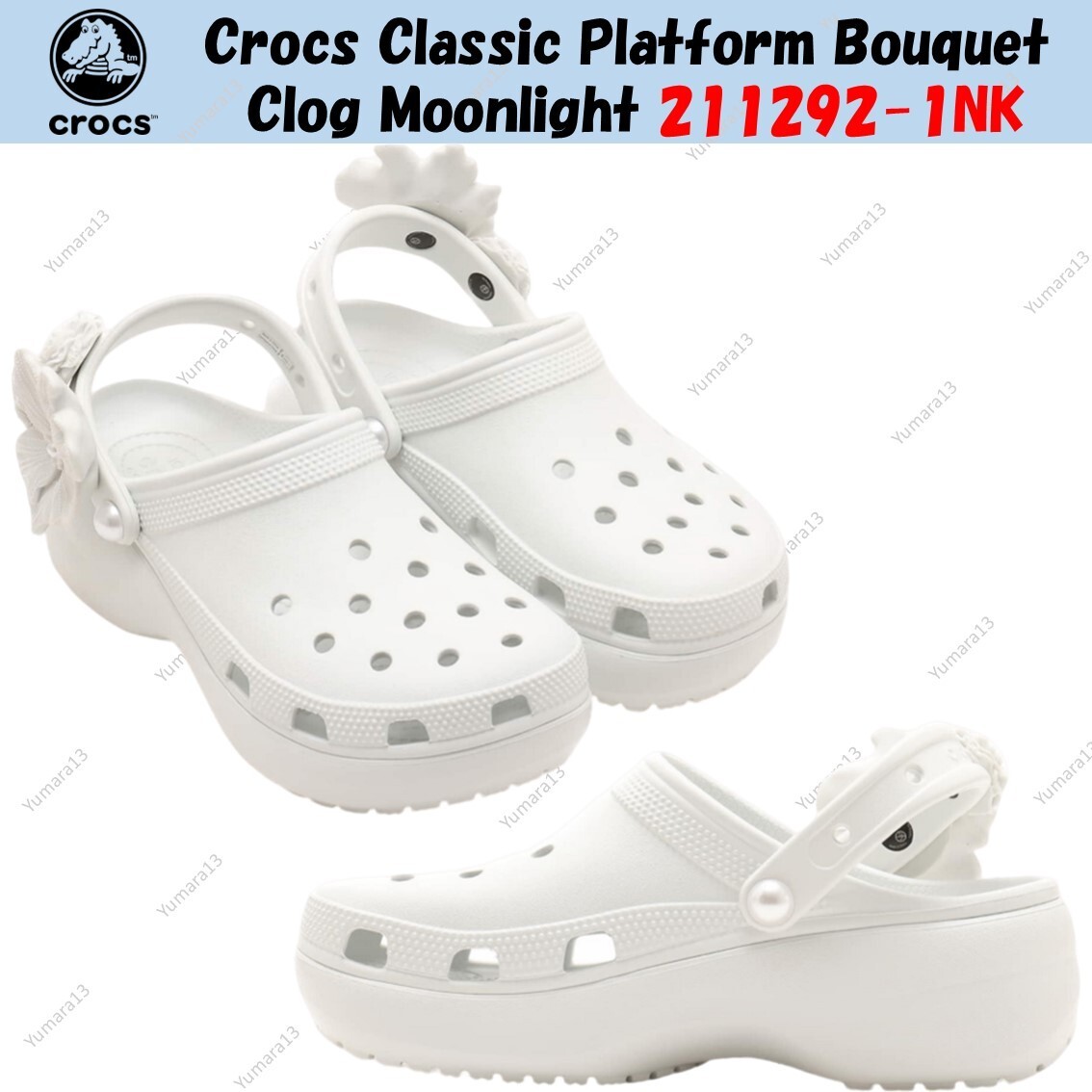 【CROCS】 Classic platform bouquet clog White Crocs Classic Bouquet Platform Clog - Women's - Free