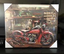 INDIAN MOTORCYCLE AND SHOP 20” x 16.5” CANCAS PRINT NEW