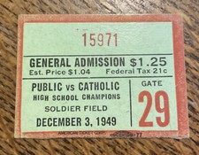 1949 Chicago Public vs Catholic High School Football Championship Ticket