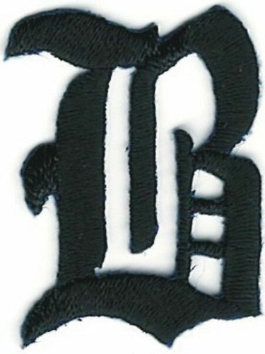 Black Old English Letter B Patch Embroidered Cut out Iron on (1 1/8") Lot of 2 - Picture 2 of 2