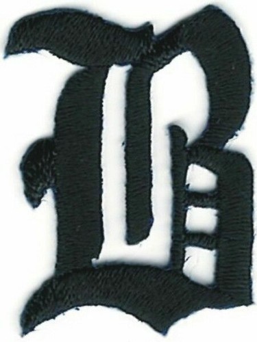 1 1/8" Fancy Black Old English Alphabet Letter B Embroidered Patch - Picture 1 of 1