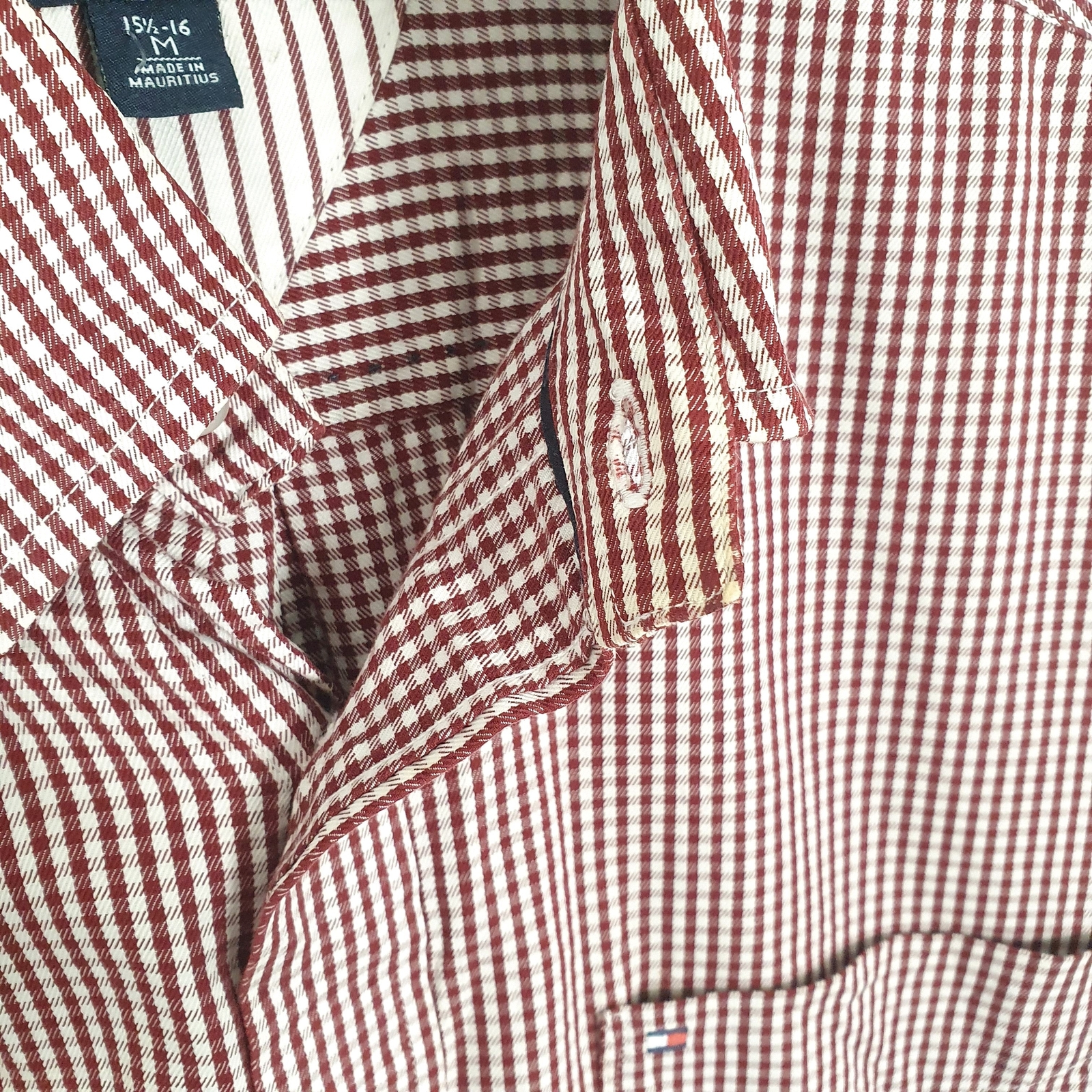 TOMMY HILFIGER White Check Shirt Long Sleeve Casual Mens M image 4