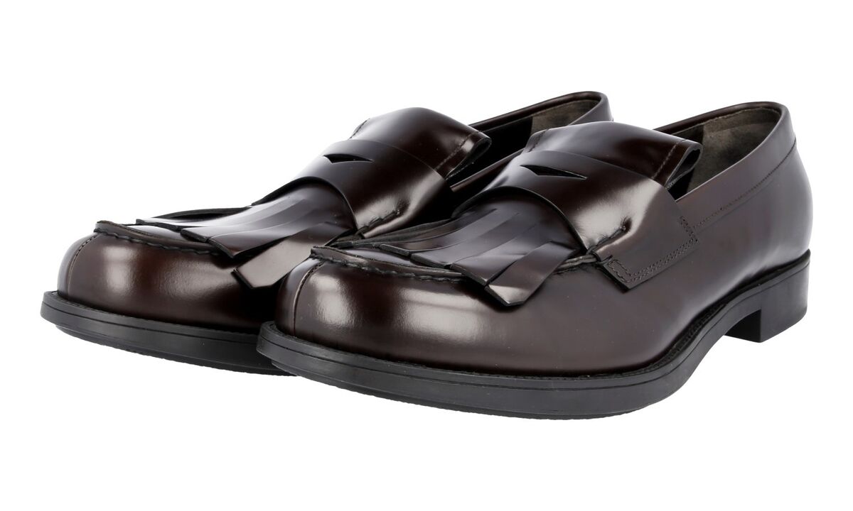 LUXURY PRADA SPLIT TOE PENNY LOAFER SHOES 2DE098 BROWN NEW LUXURY PRADA SPLIT TOE PENNY LOAFER SHOES 2DE098 BROWN NEW