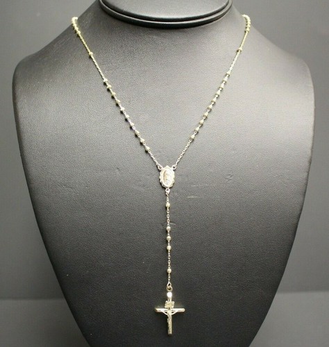 10K Yellow Gold Rosary Bead Necklace 