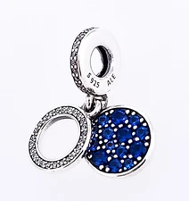 NEW 100% Authentic PANDORA 925 Sparkling Blue Disc Logo Dangle Charm 799186C01