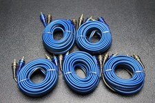 5 PC 17 FT RCA WIRE BLUE GRAY 2 CHANNEL CAR HOME AUDIO INTERCONNECT STEREO BLS17