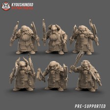 Dwarf Double Axe x6, Wargames DnD RPG Fantasy Dwarf Miniatures, Dwarven Army