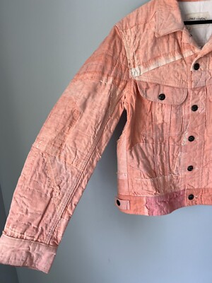 グレッグローレン 23SS STICH WORK TRUKER JACKET Greg Lauren Stitchwork Trucker Jacket - Size Medium - Pink - NEW