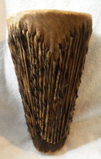Vintage African Djembe Style Leather Hide Double Sided Hand Rattle Drum