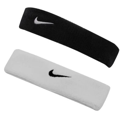 Nike Swoosh Stirnband Schweißband Kopfband Tennis Fitness Joggen Weiß Schwarz