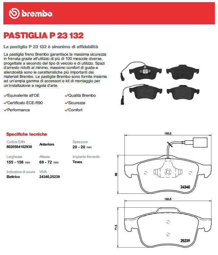 KIT DISCHI + PASTIGLIE ANTERIORI BREMBO ALFA ROMEO GIULIETTA - 2010-> - 305mm - Bild 3 von 3