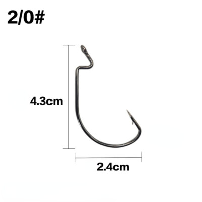 100 Pack Wide Gap Fishhook Jig Fishing Hook Bass Offset Worm Hooks | eBay