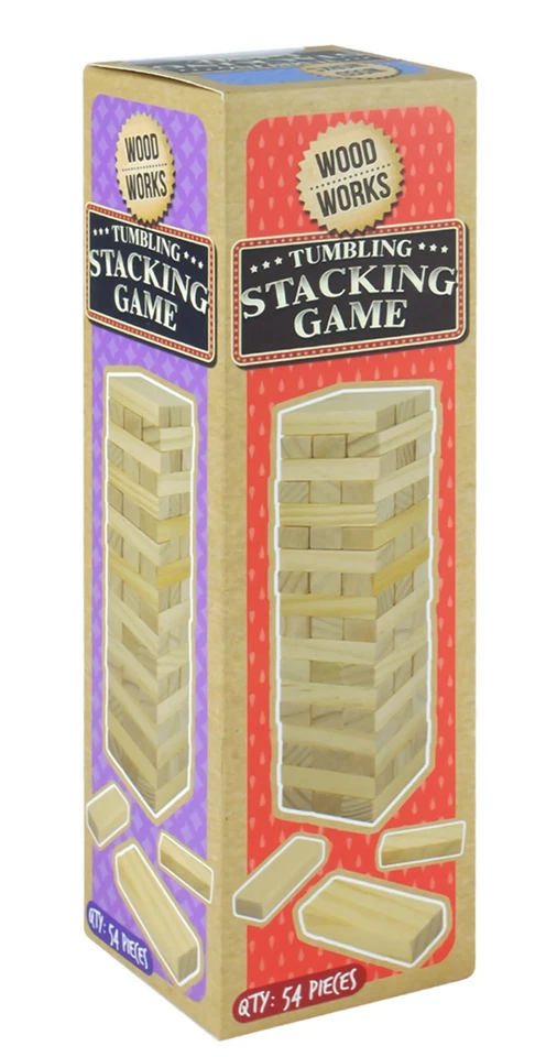  Kinder Wackelturm Holzturm Stapelturm 54 Steine Stapelturm Holz Bausteine - Bild 2 von 2